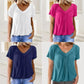 ✨2025 Nieuwe Hot Sale--49% Korting☀️Casual damestop met geplooide V-hals en korte mouwen