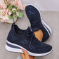 🔥Laatste dag-actie 50% KORTING – Casual damesmode, ademende orthopedische sneakers met strassversiering