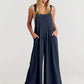 ⏳Beperkte tijd 50% korting!💥 💝Mouwloze jumpsuit met wijde pijpen en zakken voor dames