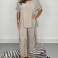 🔥Laatste dag 50% UIT🔥Fashion Casual Losse Plus Maat 2-Delige Set - Korte Mouw + Broek Met Wijde Pijpen