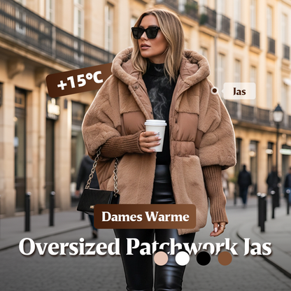 🔥Wintervoorverwarming - enorme kortingen🔥Luxe Dames Oversized Gebreide Puffer Jas – Winter Must-Have met Patchwork Design & Maximum Warmte!