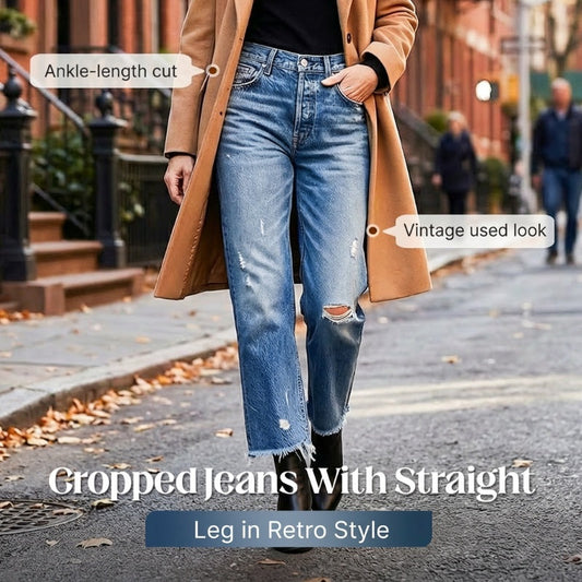 Retro cropped jeans met rechte pijpen voor dames