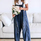 Schattige Casual Jumpsuit met Knopen – Gescheurde Denim Tuinbroek voor Dames