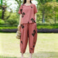💗50% korting voor een beperkte tijd💗Dames Geprinte Korte Mouwen Top & Cropped Broek Set