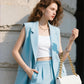 Stijlvolle mouwloze blazer en broek met hoge taille voor dames
