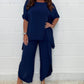 🔥Laatste dag 50% UIT🔥Fashion Casual Losse Plus Maat 2-Delige Set - Korte Mouw + Broek Met Wijde Pijpen