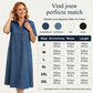 TOP TREND🌈💙 Tencel Denim Midi Jurk, Koele Zijdezachte Stof, Verbergt Lichaamsoneffenheden