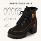 🔥【35-42】 👢✨2025 Nieuw voor dit najaar: enkellaarzen met dikke hak en plateauzool – retro model met vetersluiting voor dames