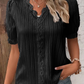 V-hals effen gekleurde kanten elegante blouse