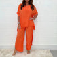🔥Laatste dag 50% UIT🔥Fashion Casual Losse Plus Maat 2-Delige Set - Korte Mouw + Broek Met Wijde Pijpen