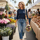 Retro cropped jeans met rechte pijpen voor dames
