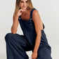 ⏳Beperkte tijd 50% korting!💥 💝Mouwloze jumpsuit met wijde pijpen en zakken voor dames