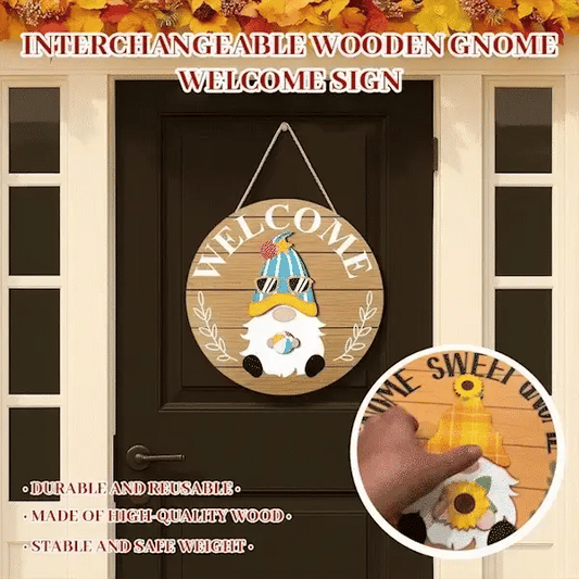 ⏰Verwisselbaar welkomstbord met Highland-koe met seizoensmagneet, afneembare hoeden, accessoires