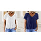 ✨2025 Nieuwe Hot Sale--49% Korting☀️Casual damestop met geplooide V-hals en korte mouwen