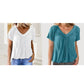 ✨2025 Nieuwe Hot Sale--49% Korting☀️Casual damestop met geplooide V-hals en korte mouwen