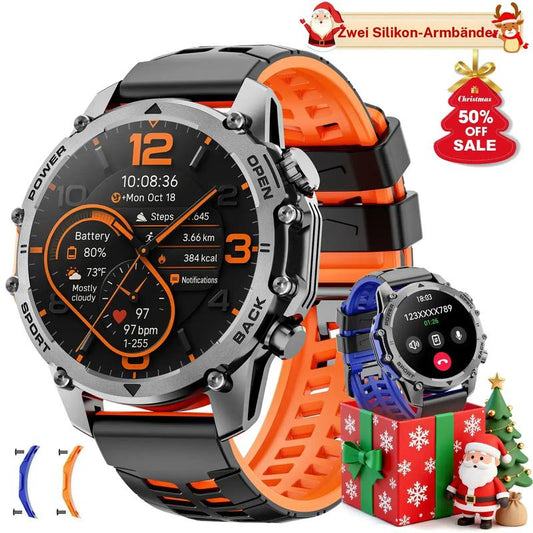 1,52 inch HD-smartwatch voor mannen – Telefoongesprekken en muziekbediening – Meerdere sportmodi – IP68 waterdicht – Lange batterijduur – Fitnesshorloge voor Android en iPhone