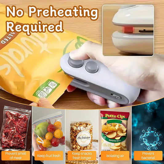 Mini Sealer, kleine huishoudelijke handdruksealer, draagbare snack-plastic zak-hittesealer