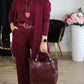 Elegant Lange Cardigan & Top & Broek 3-Delige Set