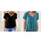 ✨2025 Nieuwe Hot Sale--49% Korting☀️Casual damestop met geplooide V-hals en korte mouwen