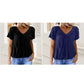 ✨2025 Nieuwe Hot Sale--49% Korting☀️Casual damestop met geplooide V-hals en korte mouwen