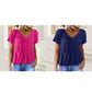 ✨2025 Nieuwe Hot Sale--49% Korting☀️Casual damestop met geplooide V-hals en korte mouwen