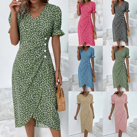 🌷Lente pre-sale 49% KORTING🍃Dames casual jurk wikkeljurk bloemenjurk