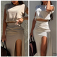 💥💥💥Elegante top en rokset met hoge split voor dames