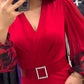 Elegante V-halsjurk voor dames in rood
