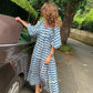 Dames elegante maxi-jurk met pofmouwen, bloemenprint en boho-stijl