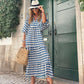 Dames elegante maxi-jurk met pofmouwen, bloemenprint en boho-stijl
