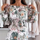 🌷2025 Nieuwe lancering - 50% korting❤️‍🔥Set met bloemenpatroon: off-shoulder blouse & maxirok