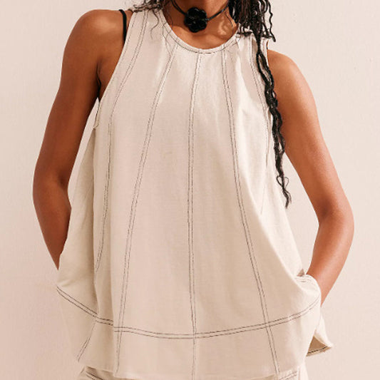 Women's Round-Neck Tank Top & High-Waisted Shorts Set