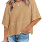 Effen gekleurd losse patchwork T-shirt met vijf punten uitlopende mouwen
