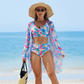 🌊🐚🌴Blooming Magic of Summer - Driedelig Damesbadpak van Mesh