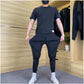 Heren top met korte mouwen en joggingbroek met hoge stretch, set van 2