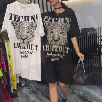✨Oversized glitter T-shirtjurk voor dames