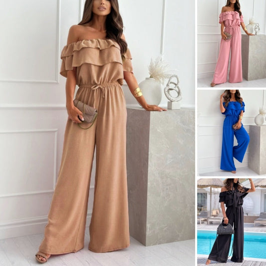 🌺Jumpsuit met ruches en afgewerkte schouders voor dame🍑