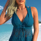 🏖️ Heet Aanbod: 50% Korting 💕 Dames Tweedelig Badpak: Top met V-hals en kanten afwerking + Boyshorts