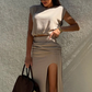 💥💥💥Elegante top en rokset met hoge split voor dames