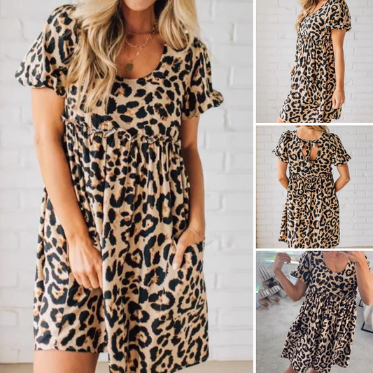 🔥🔥Dames casual mini-jurk met luipaardprint