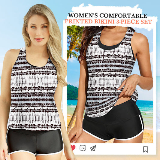 Dames Comfortabele Geprinte Bikini 3-delige Set