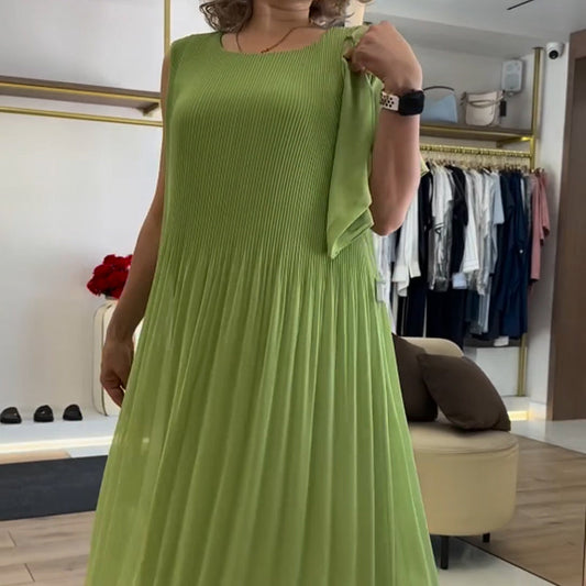 Modieuze Mouwloze Geplooide Jurk van Chiffon voor Dames