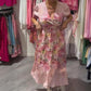 Elegante lange jurk met bloemenprint en V-hals voor dames