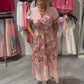 Elegante lange jurk met bloemenprint en V-hals voor dames