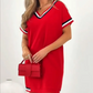 V-neck kleurblokkerende midi-jurk