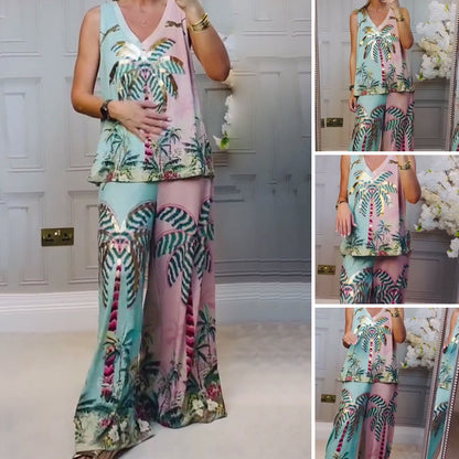 Verfijnde tweedelige outfit - tropisch printdesign