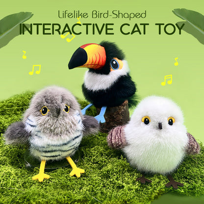 Levensecht interactief kattenspeeltje in de vorm van een vogel