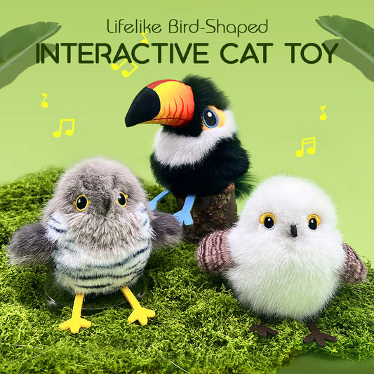 Levensecht interactief kattenspeeltje in de vorm van een vogel