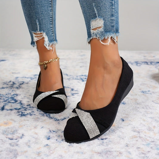 💖Hot sale 50% korting💖Lätta, fashionabla damskor med strass och kilklack👡