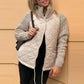 Dames Brei Patchwork Puffy Jas